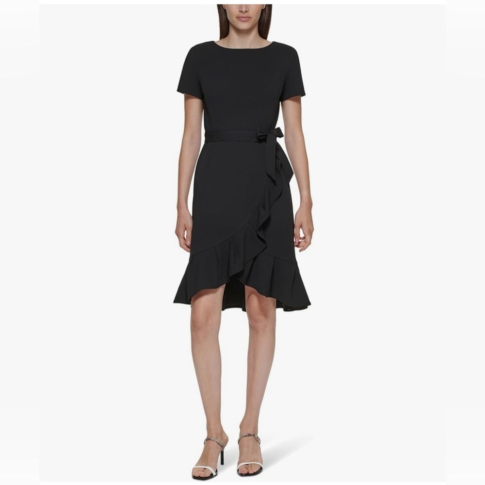 Calvin Klein Women's Short Sleeve Ruffle Skirt Dress